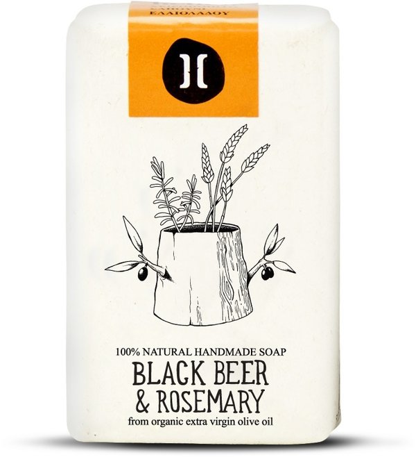 Helleo - Black Beer & Rosemary - Handgemachte Olivenölseife 120 g.